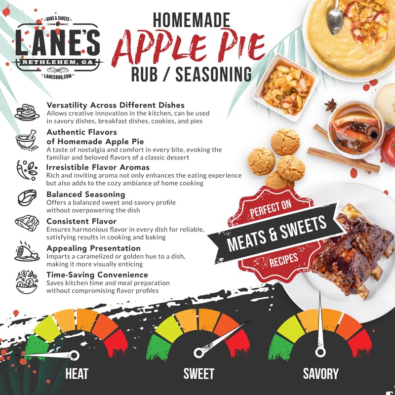 Lane'S Desserts Apple Pie Seasoning, All-Natural Homemade Savory Apple Spice Seasoning For Apple Pie, Cookies, Ice Cream, Popcor