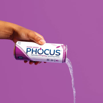 Phocus Caffeinated Sparkling Water - Mixed Berry - Clean Energy with Caffeine + L-Theanine - 0 Sugars  Calories or Carbs - Non GMO  Whole 30  Keto  Vegan  Kosher - 11.5 Fl Oz. (12 Pack)