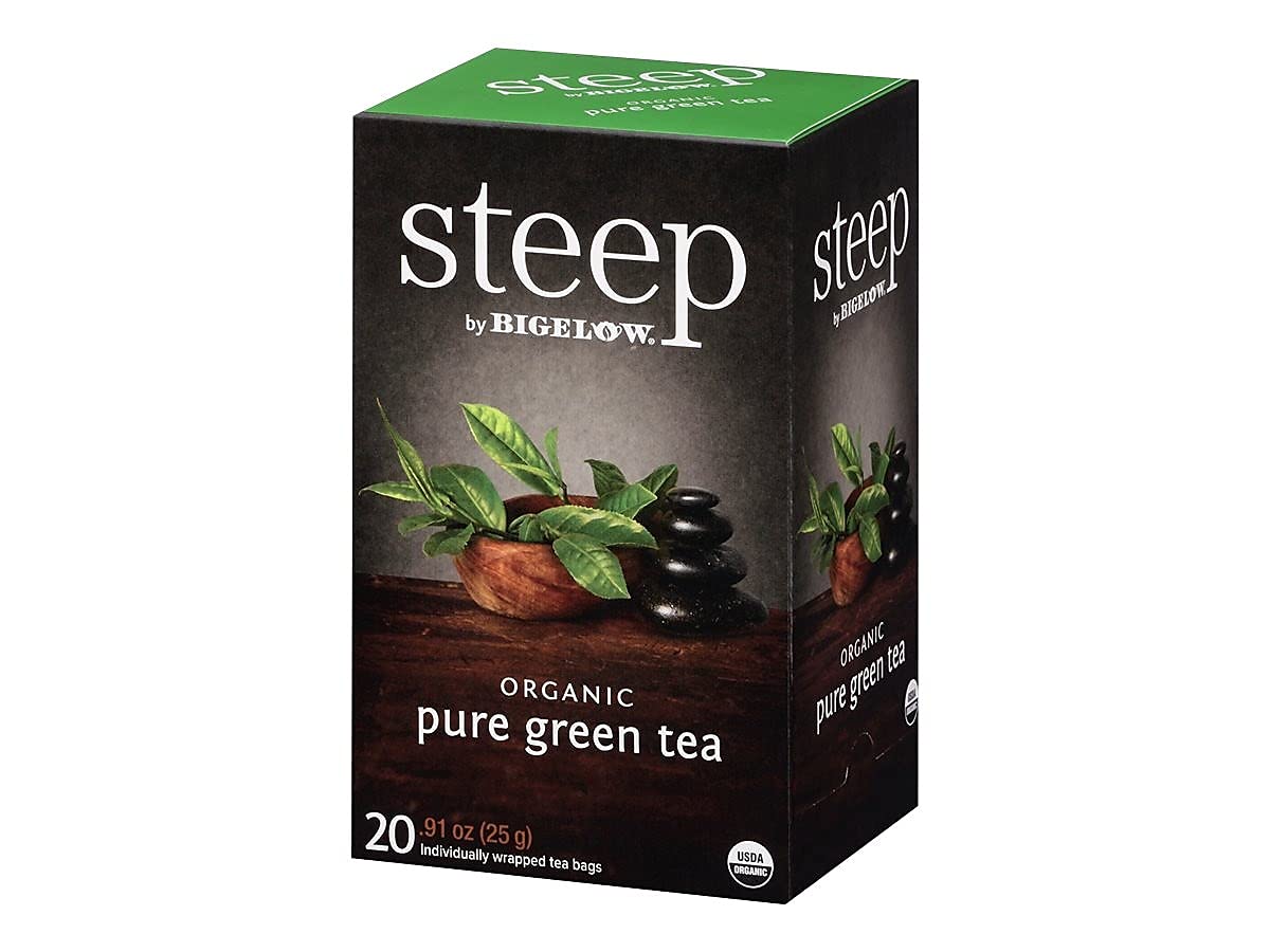 Steep By Bigelow Organic Pure Green Tea, 20 Count (Pack Of 6), 120 Tea Bags Total