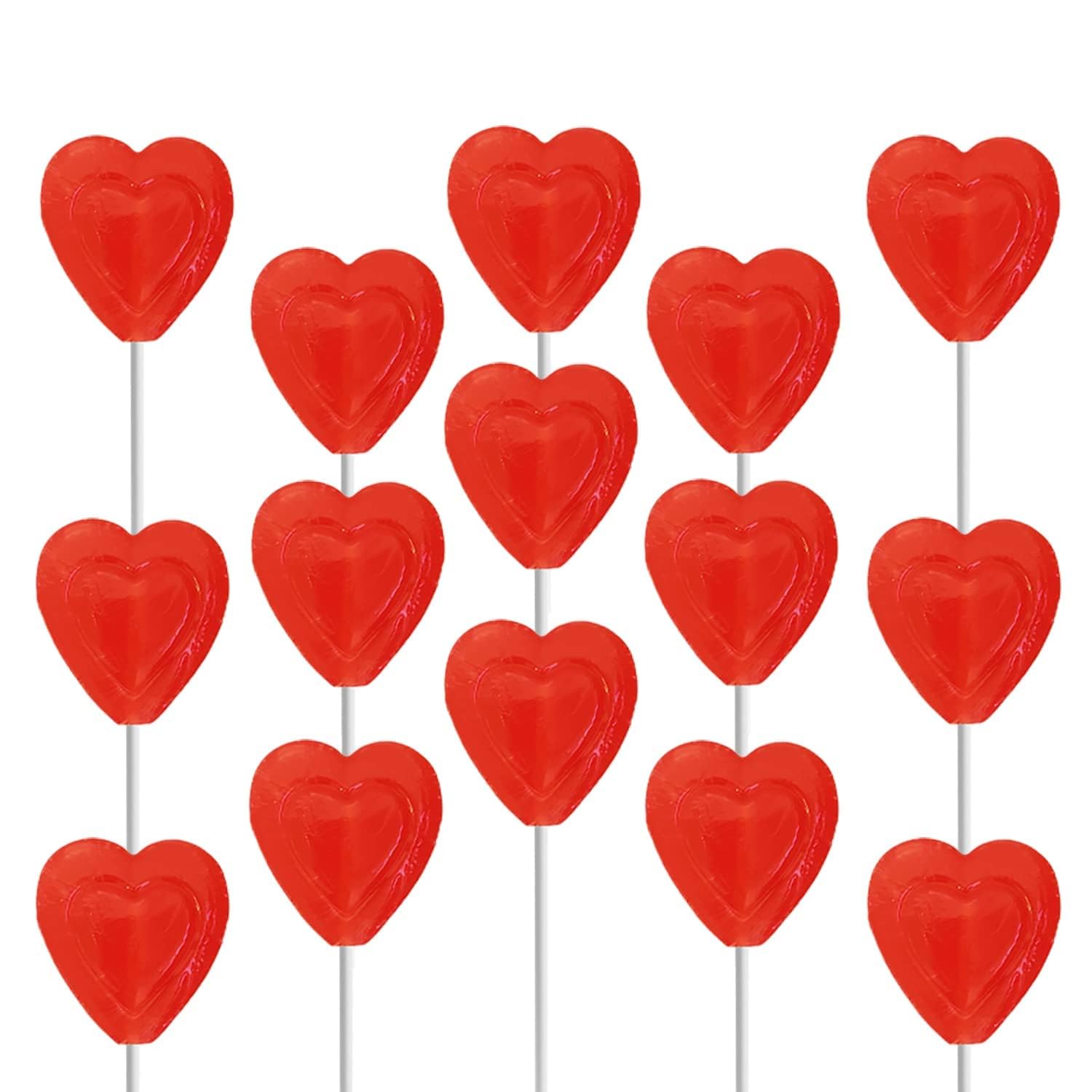 The Dreidel Company Lollipops Red Double Heart Shaped Cherry Flavored, Individually Wrapped, 24-Pack