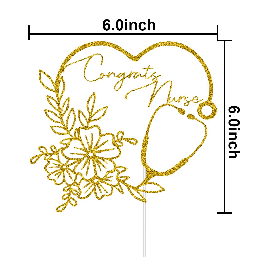 Congrats Nurse Cake Topper - Glitter Nursing Bsn Rn Graduation Cake Decor - Class Of 2024 Medical School Graduate Party Decorati