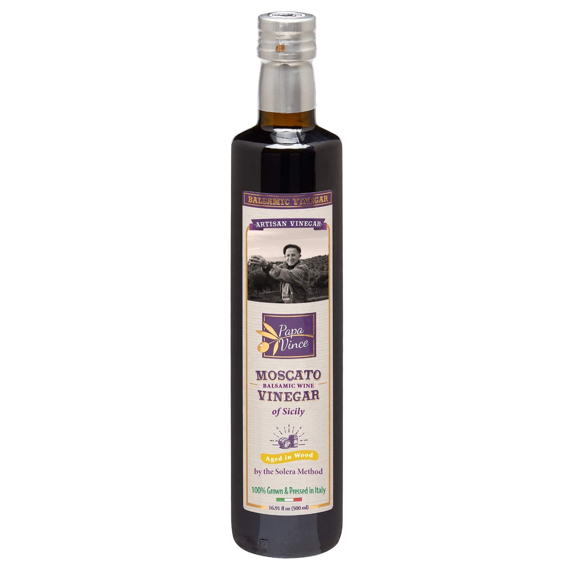 Papa Vince Aged Balsamic Vinegar - No Sugar  No Sulfites Added  No Pesticides. Made From Freshly Crushed Whole Grapes Grown In Sicily  Italy  Minimally Processed  Delish Subtle Beverage-Inspired Finish