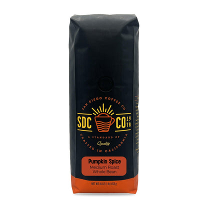 San Diego Coffee Pumpkin Spice, Medium Roast, Whole Bean Coffee, 16-Ounce Bag Caf   en grano tostado