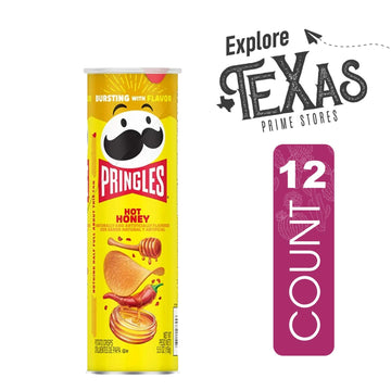 Pringles 12- Count Of Hot Honey Potato Crisps Chips, On-The-Go Lunch Snack 5.5 Oz Can + 1 Freebie By Unique Outlet