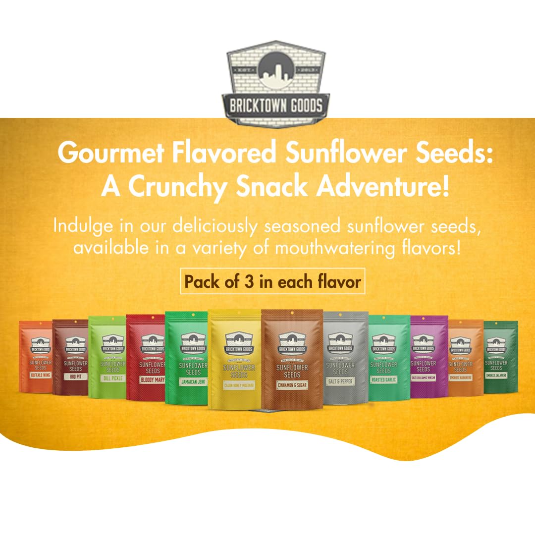 Bricktown Goods Bloody Mary Flavored Sunflower Seeds - 3 Pack - Boldly Seasoned And Roasted In-Shell Sunflower Seeds - 24 Oz Total