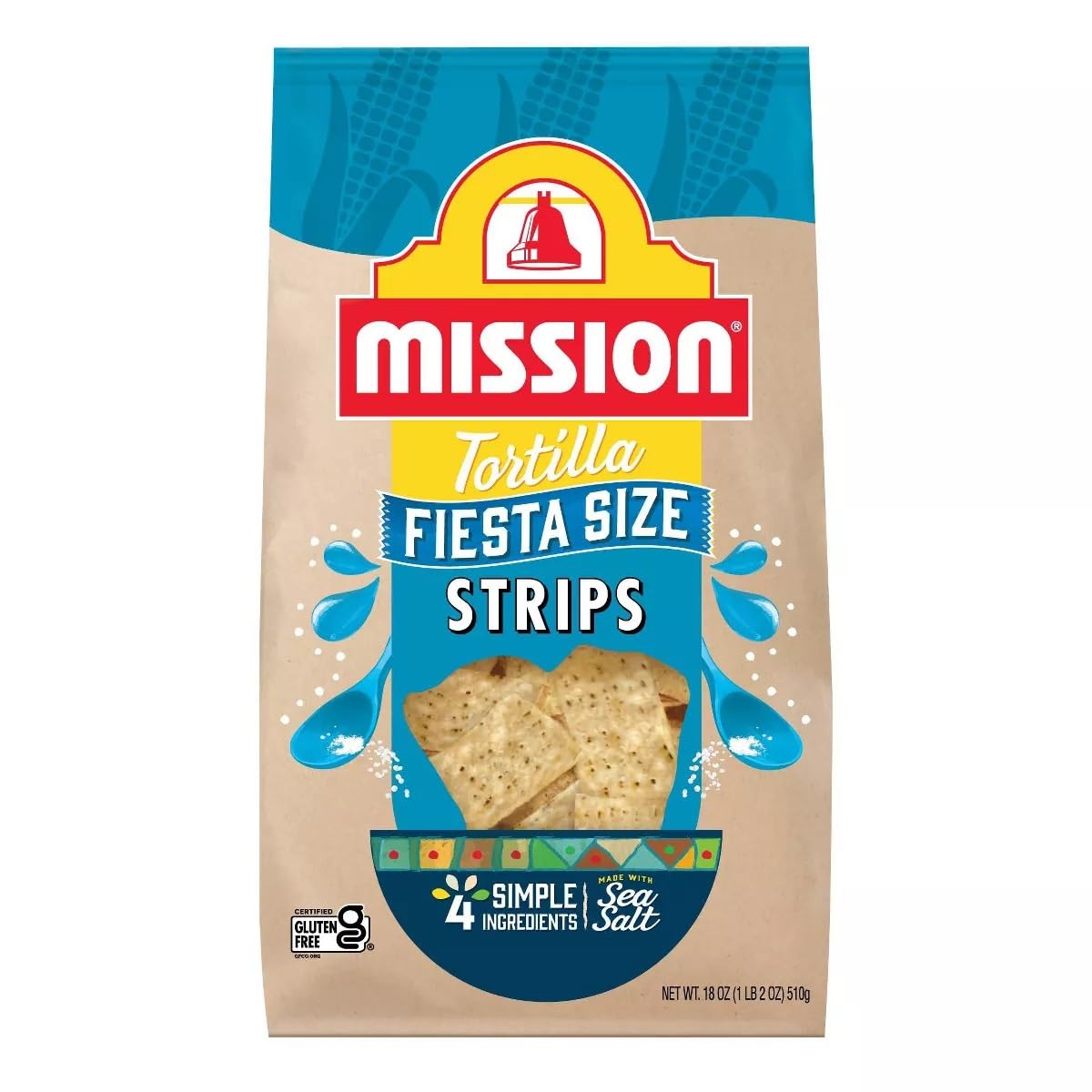 Mission Fiesta Size Strips Tortilla Chips - 18oz (Pack of 3)
