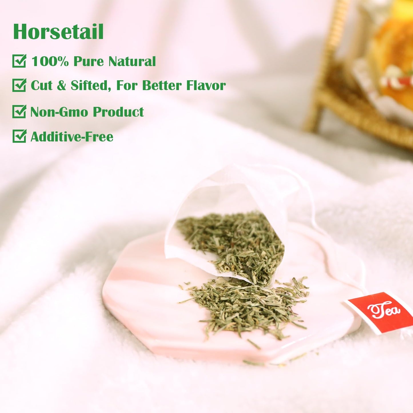 TEARELAE Premium Horsetail Tea Bags - Natural Dried Herb - 40 Count - Caffeine-Free - Non-GMO