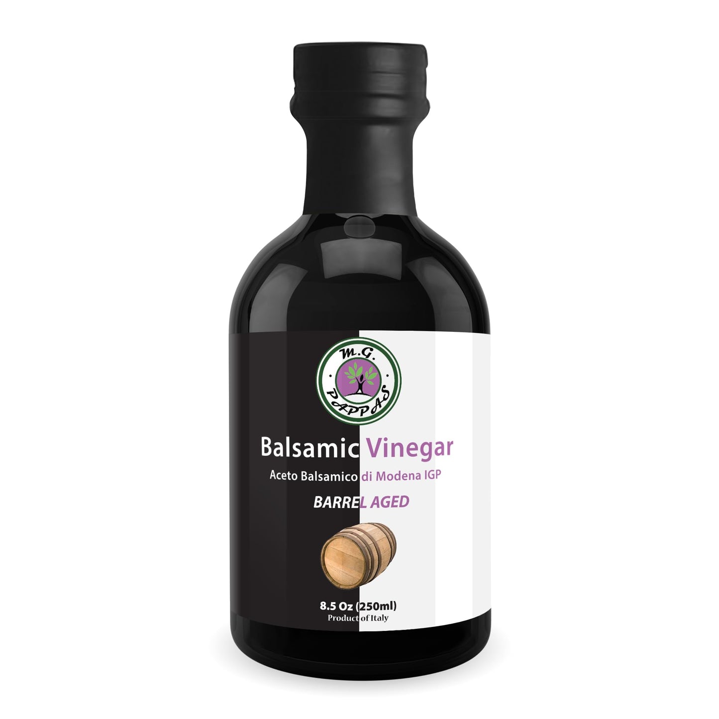 M.G. PAPPAS Balsamic Vinegar - Gourmet Italian Vinegar, 8.5 Fl Oz (250ml), No Preservatives, No Added Sugar, No Additives