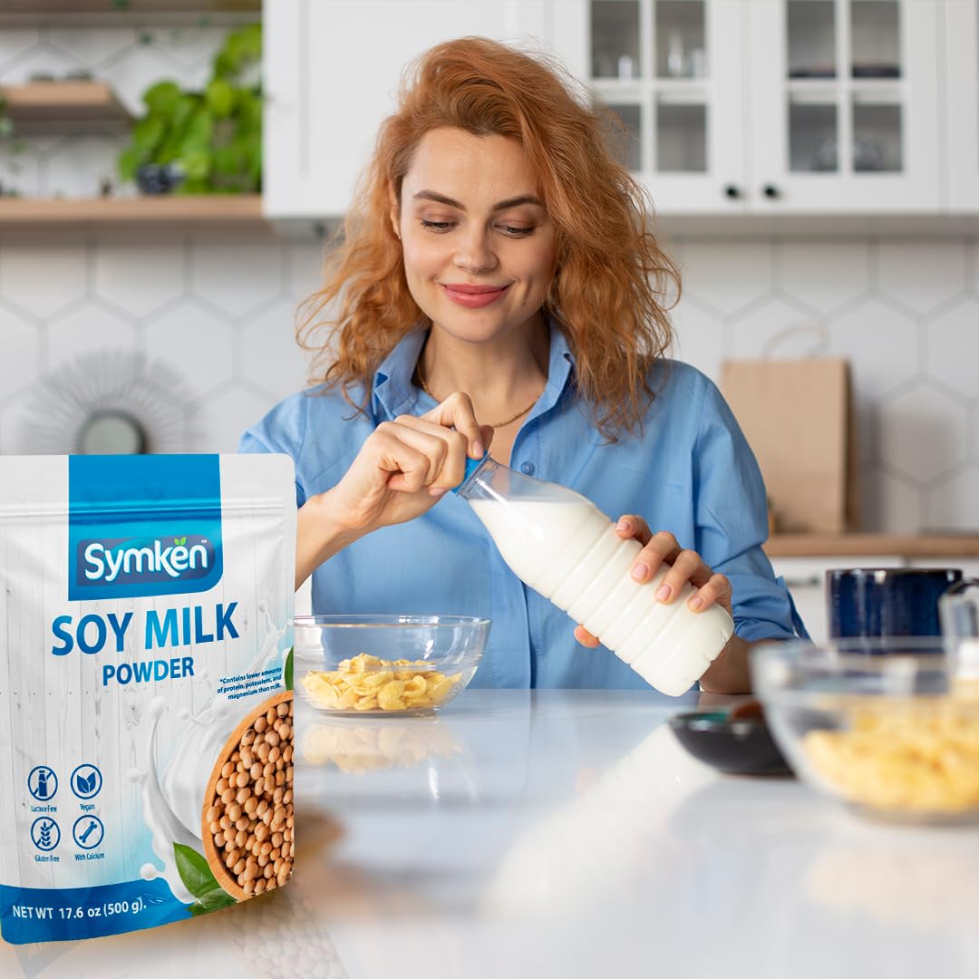 SYMKEN Sugar-free Soy Milk Powder, Vegan, Non-Dairy, Gluten-Free, 17.6 Oz