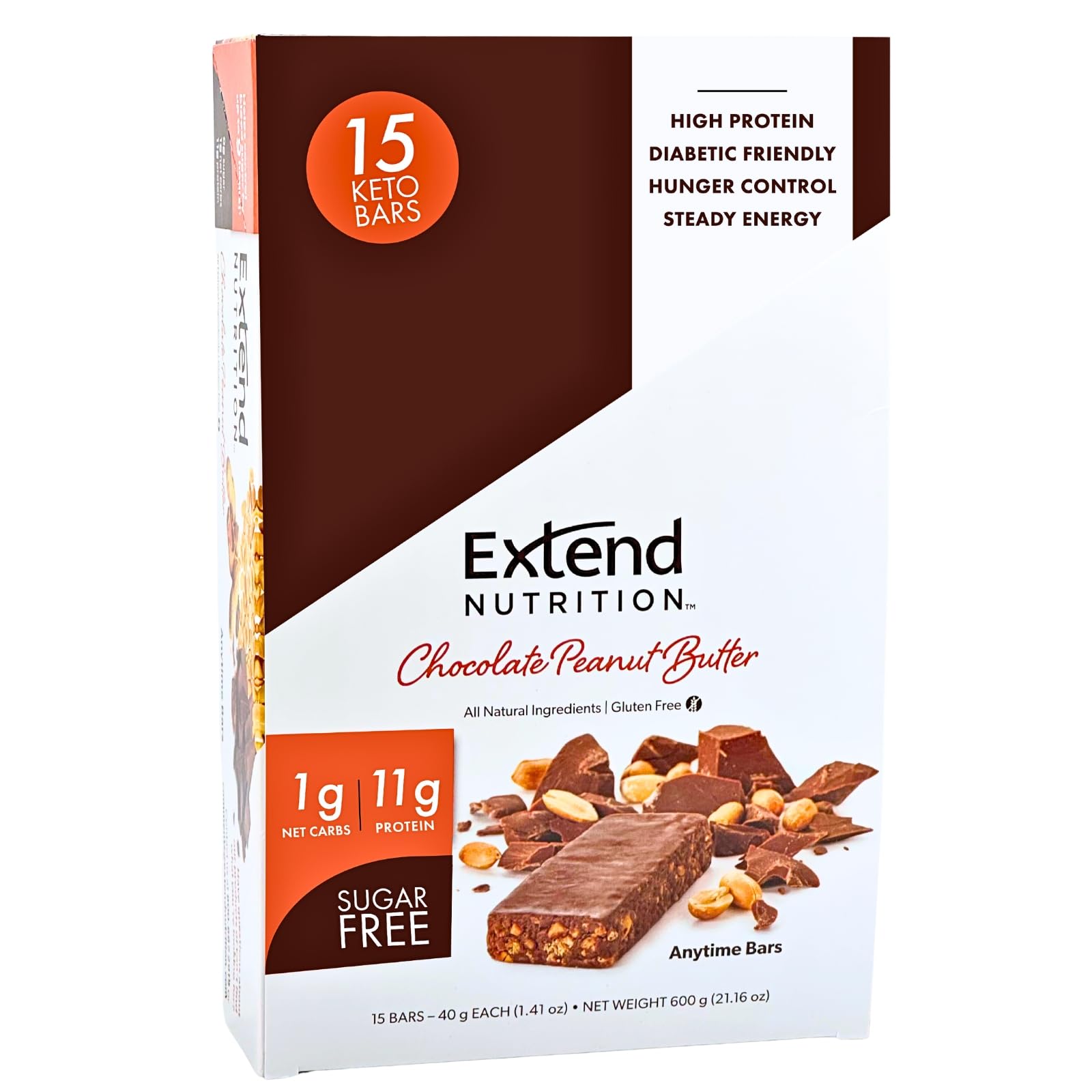Extend Nutrition Sugar Free Keto Bars, Perfect Diabetic Snacks For Adults And Kids, High Protein Bars For Hunger Control & Stead