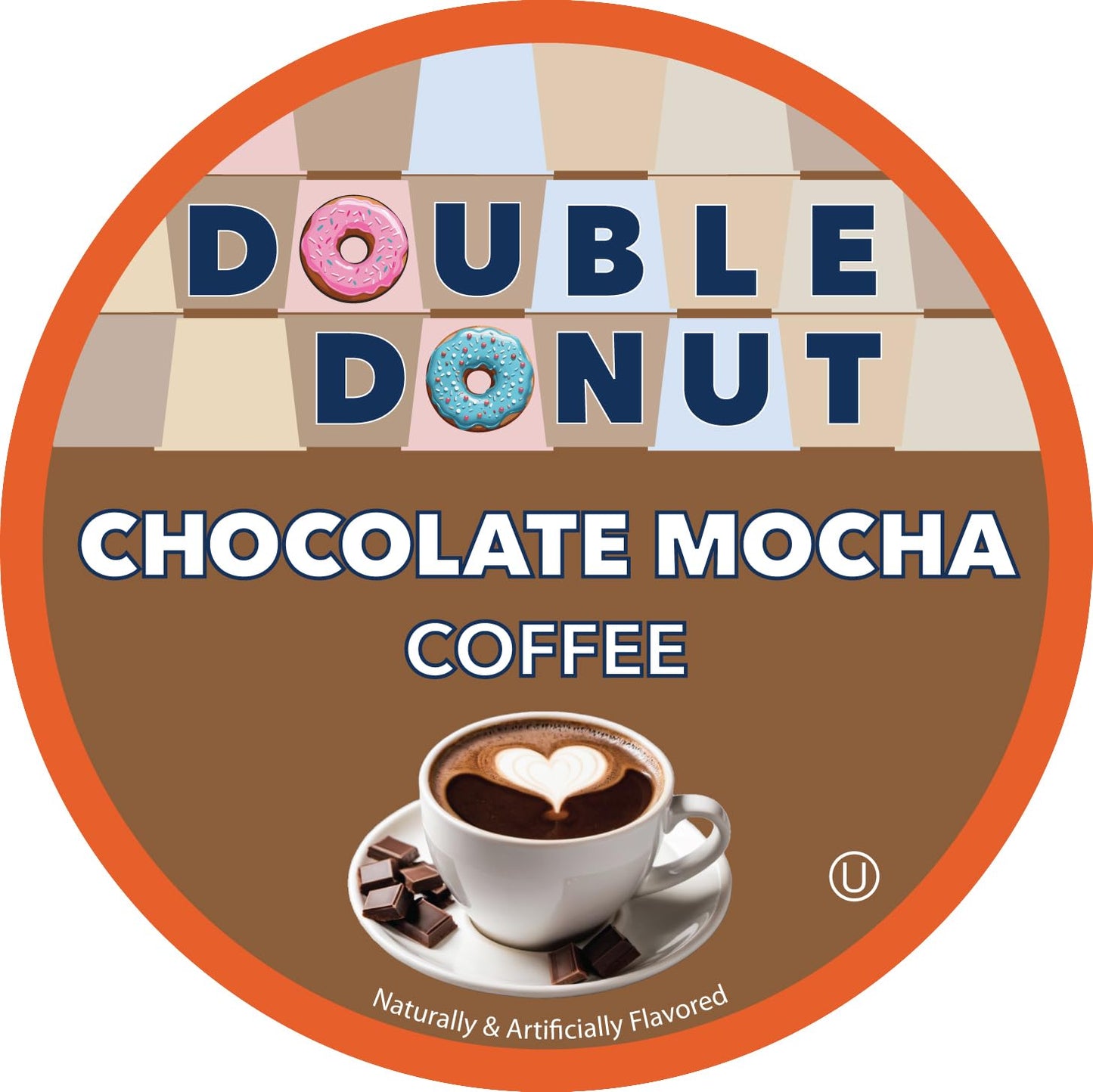 Double Donut Coffee Chocolate Flavored Coffee Pods, 24 Count, Compatible with Keurig K Cups, Recyclable, Brown