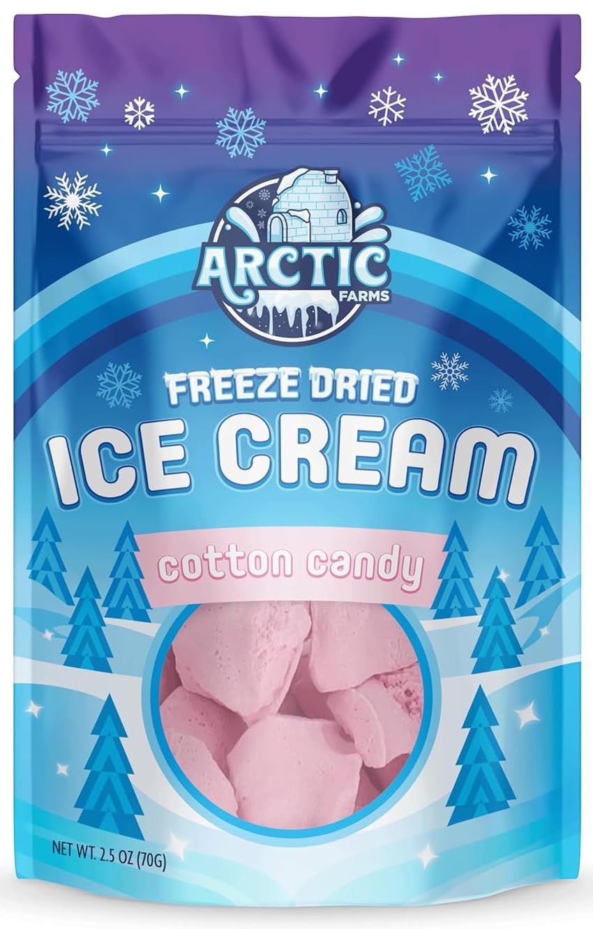 Arctic Farms Freeze Dried Ice Cream Bits Bagged And Boxed - Does Not Melt (Cotton Candy)