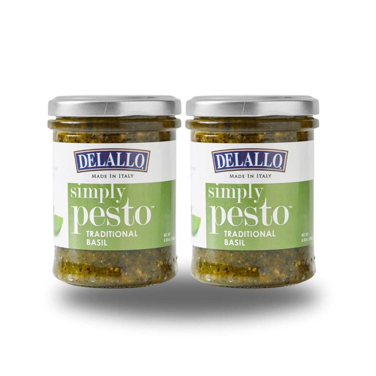 DeLallo Traditional Basil Pesto, 6 Ounce Jar, 2 Pack, Made in Italy, Gourmet Spread, Ready to Use Pasta Sauce