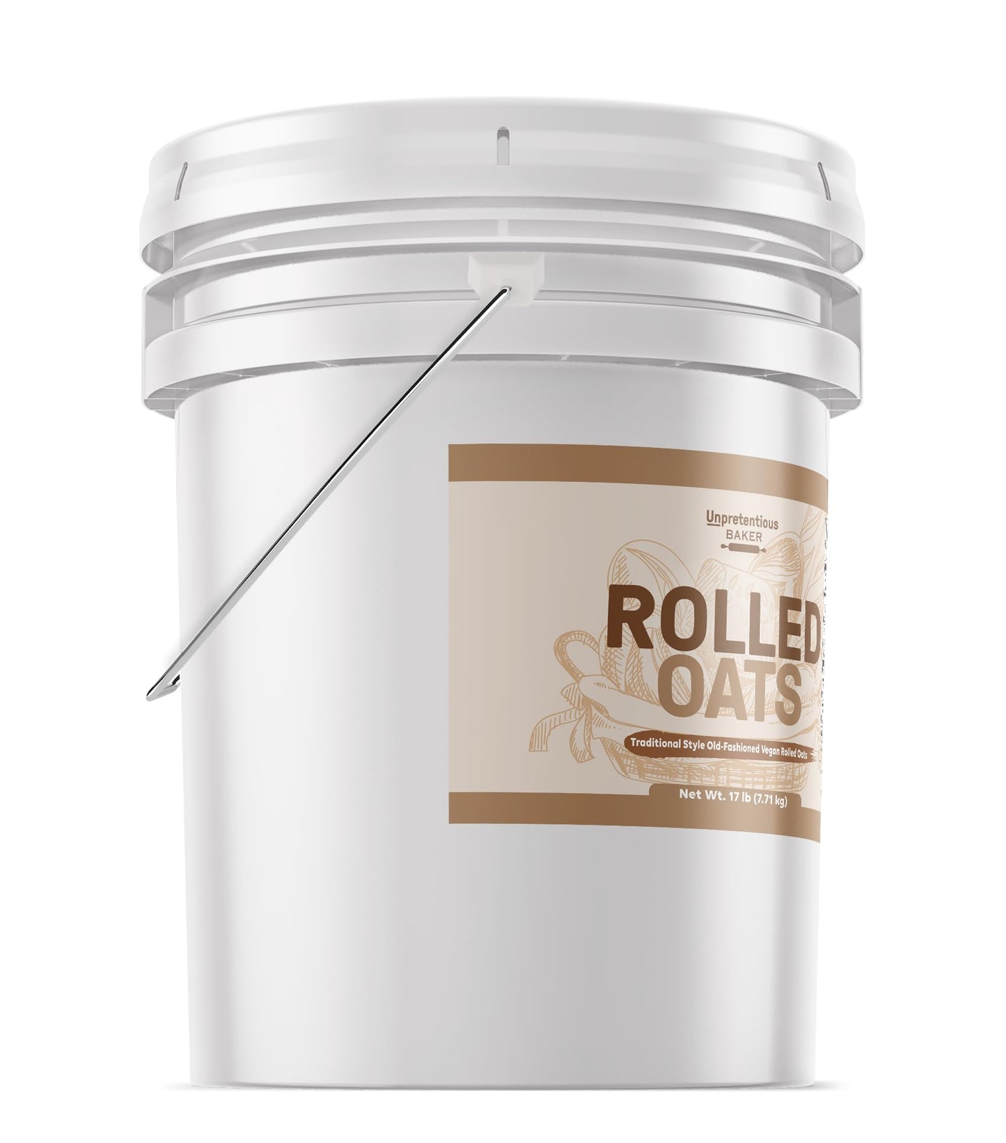 Unpretentious Rolled Oats, 5 Gallons, Old Fashioned Oats, Good Source of Iron
