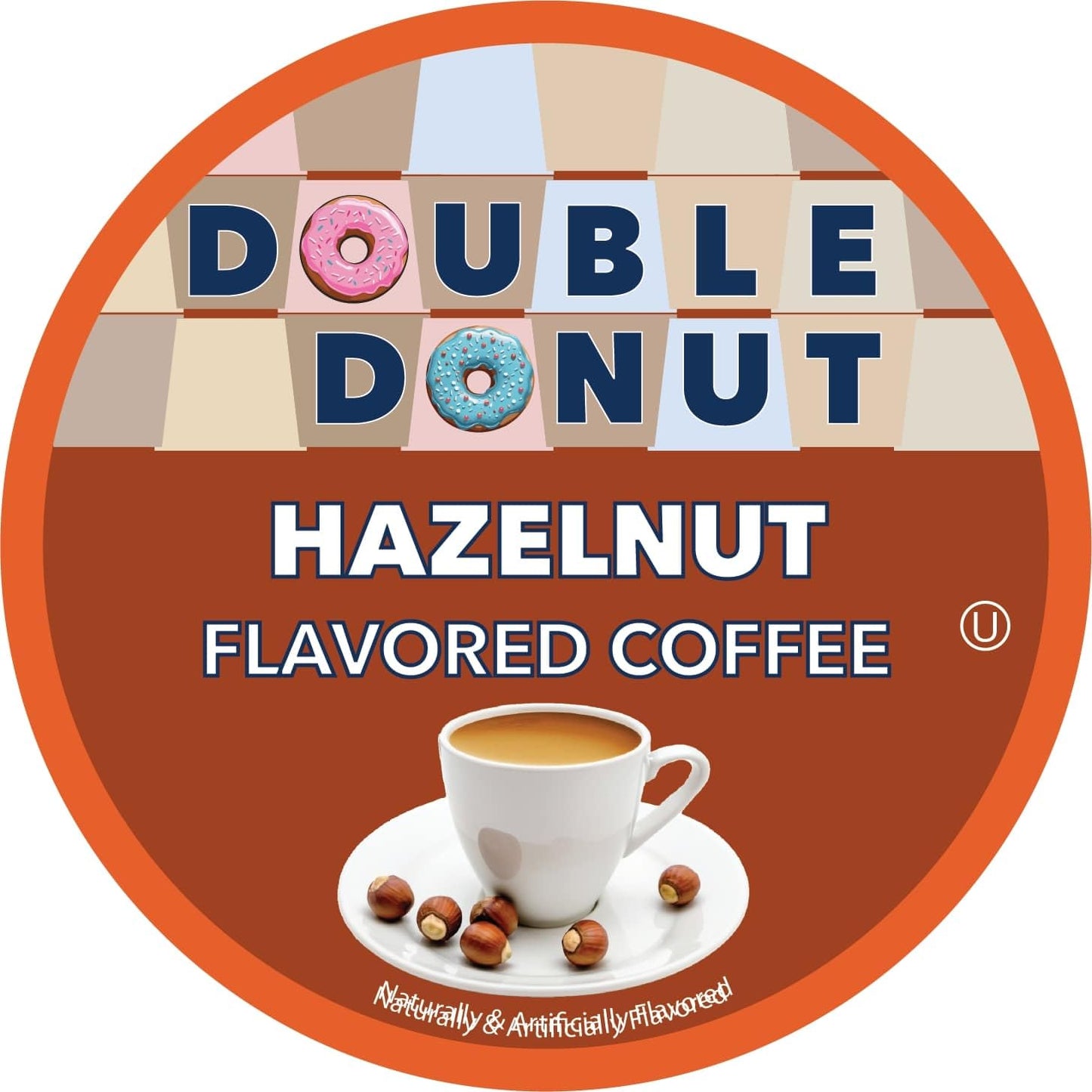 Double Donut Coffee Hazelnut Flavored Coffee Pods, Medium Roast, 72 Count, Compatible with Keurig K Cups