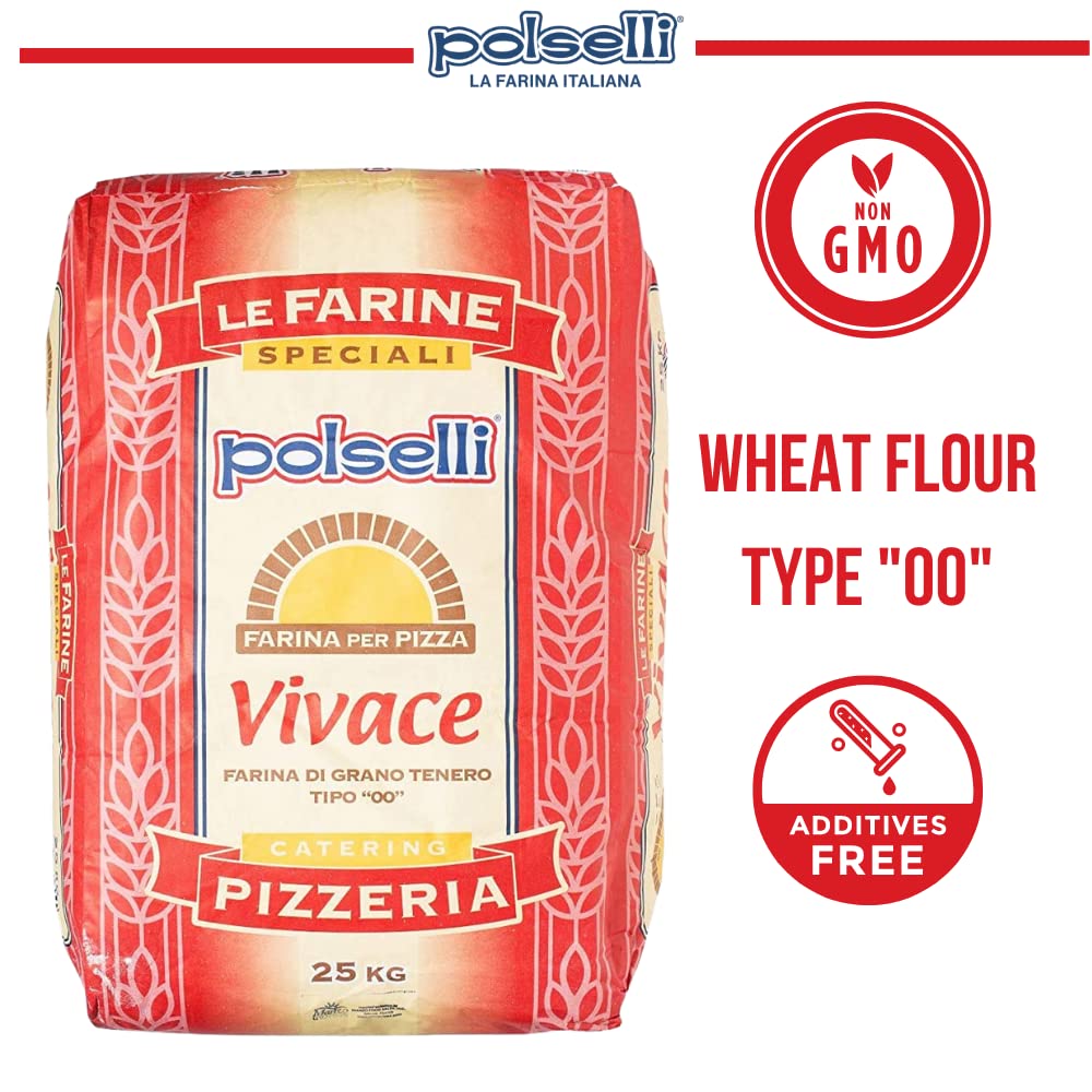 Polselli, Vivace, Tipo 00 Double Zero Flour, For Pizza, Bread, Pastas, And More, All Natural, Unbleached, Unbromated, No Additiv