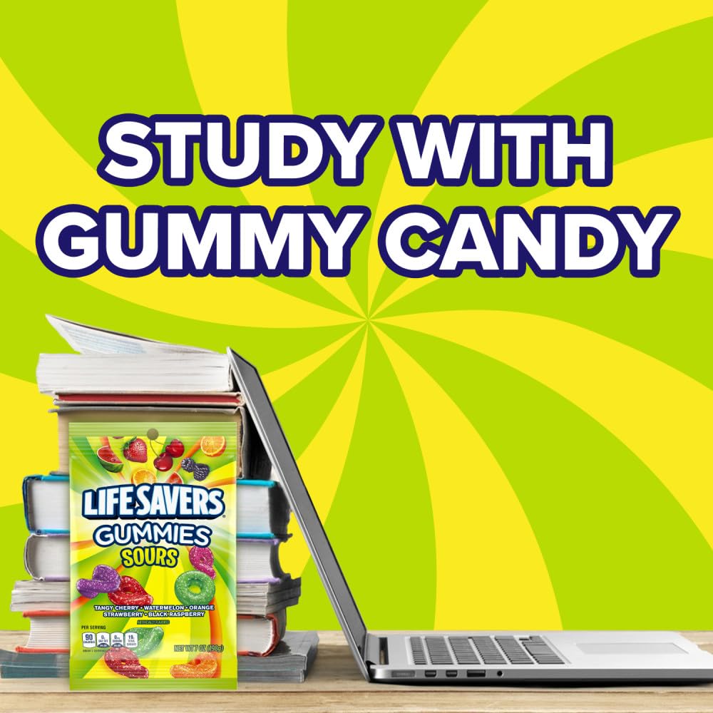 LIFE SAVERS Sour Gummy Candy Pack, Individually Wrapped Candy Bulk, Variety Flavors Box, 12 Bags of Sour Gummies