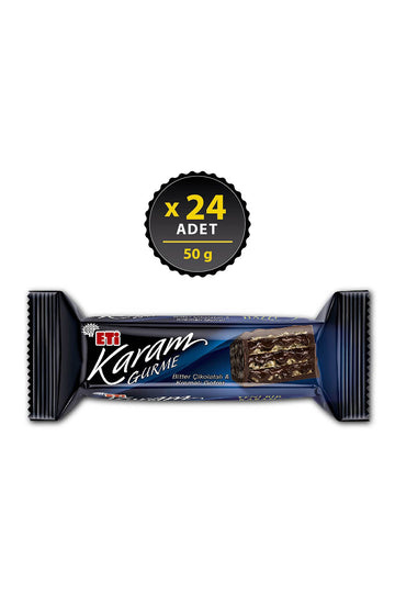 Turkish Chocolate Wafer, Eti Karam Gurme Wafer 50Gr. (1 Package 24 Pieces)