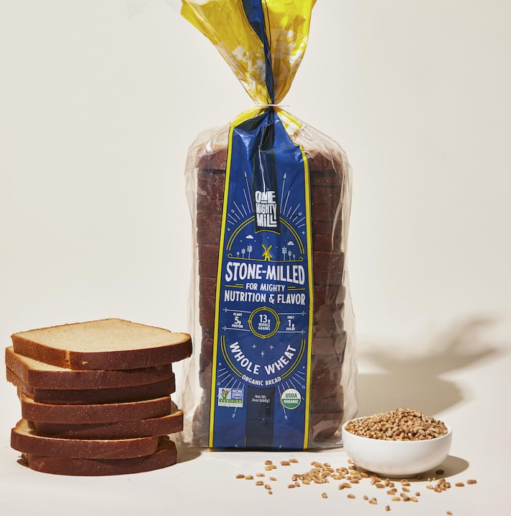 One Mighty Mill Whole Wheat Bread, 100% Organic, Fresh-Milled, Stone-Ground Flour - No Preservatives or Artificial Ingredients,