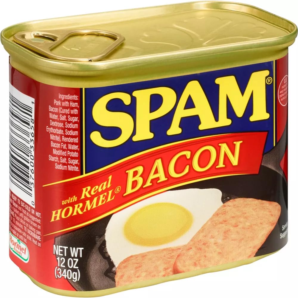 Spam Luncheon Meat Can, With Real Hormel Bacon, 12 Ounce (2 Count)