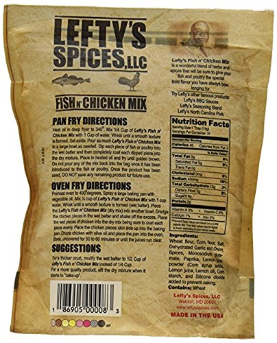 Leftys Spices Fish N Chicken Mix For Oven, Pan Or Deep Fry 16Oz Bag (Pack Of 3) Chose Flavor Below (Original)