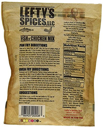 Leftys Spices Fish N Chicken Mix For Oven, Pan Or Deep Fry 16Oz Bag (Pack Of 3) Chose Flavor Below (Original)