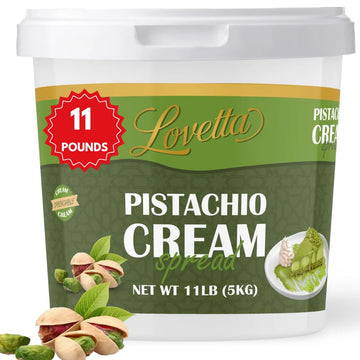 Lovetta Pistachio Cream Sweet Bulk 11Lb (5Kg) Tub - Dubai Chocolate Bar Spread  Rich Nutty Pistachio Butter Cream  Gourmet Spread For Desserts  Pastries  Crepes & Kataifi Bars - Ready To Use