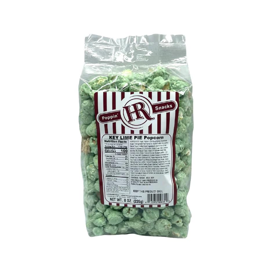HR Poppin' Snacks Key Lime Popcorn | Made in Small Batches | Party Popcorn | Vibrant, Fresh Flavor | Key Lime Pie Popcorn | Swee