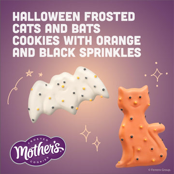 Mothers Circus Halloween Animal Cookies, Snack Pack Halloween Treats for Kids, Individually Wrapped Halloween Cookies, Cats and