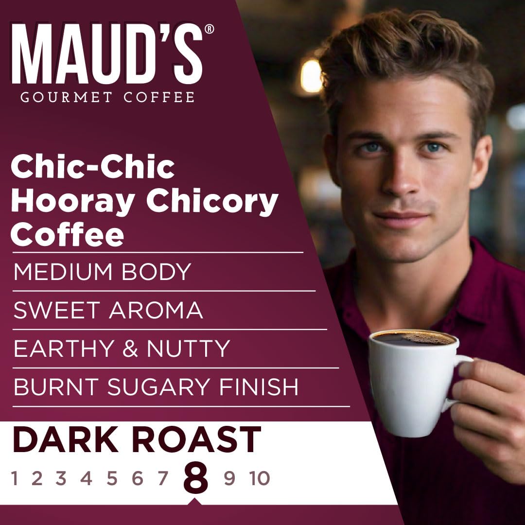 Maud'S Chicory Dark Roast Coffee Pods, 18 Ct | Chic-Chic Hooray Chicory Coffee | 100% Arabica Dark Roast Coffee | Solar Energy P