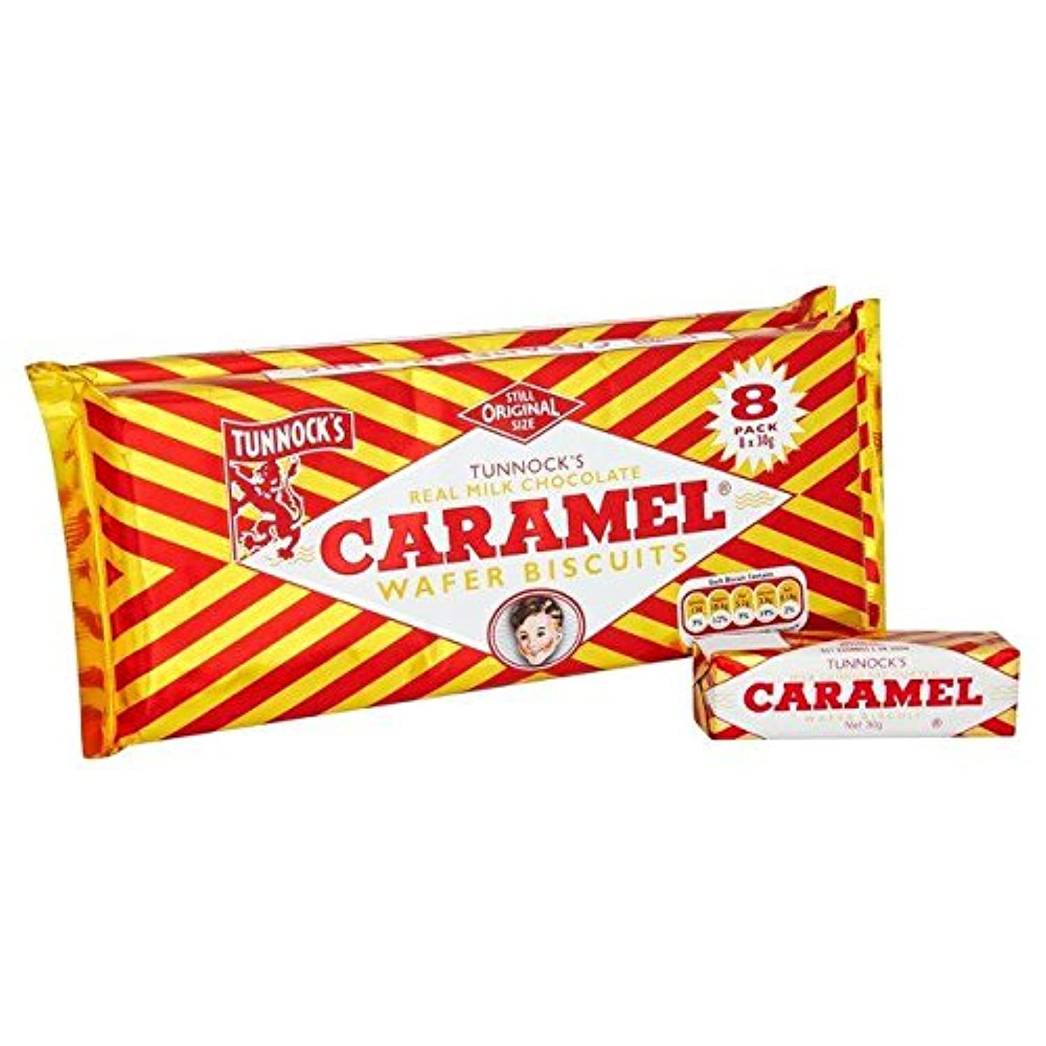 Tunnock'S Milk Chocolate Caramel Wafers 8 X 30G (Pack Of 2)