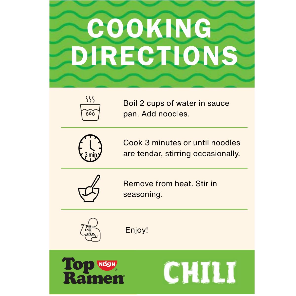 Nissin Top Ramen Noodle Soup, Chili, 3 Ounce (Pack of 24)