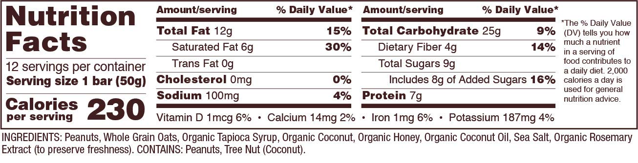 Bob'S Red Mill 12Pk Peanut Butter Coconut & Oats Bar, 12 Bars (Pack Of 1) - Non Gmo, Gluten Free, Kosher