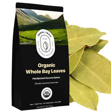 Tribal Trail Organic Bay Leaves Whole | 0.71 oz | USDA Organic & Non-GMO | Ethically Sourced Spices from North India | Recyclabl