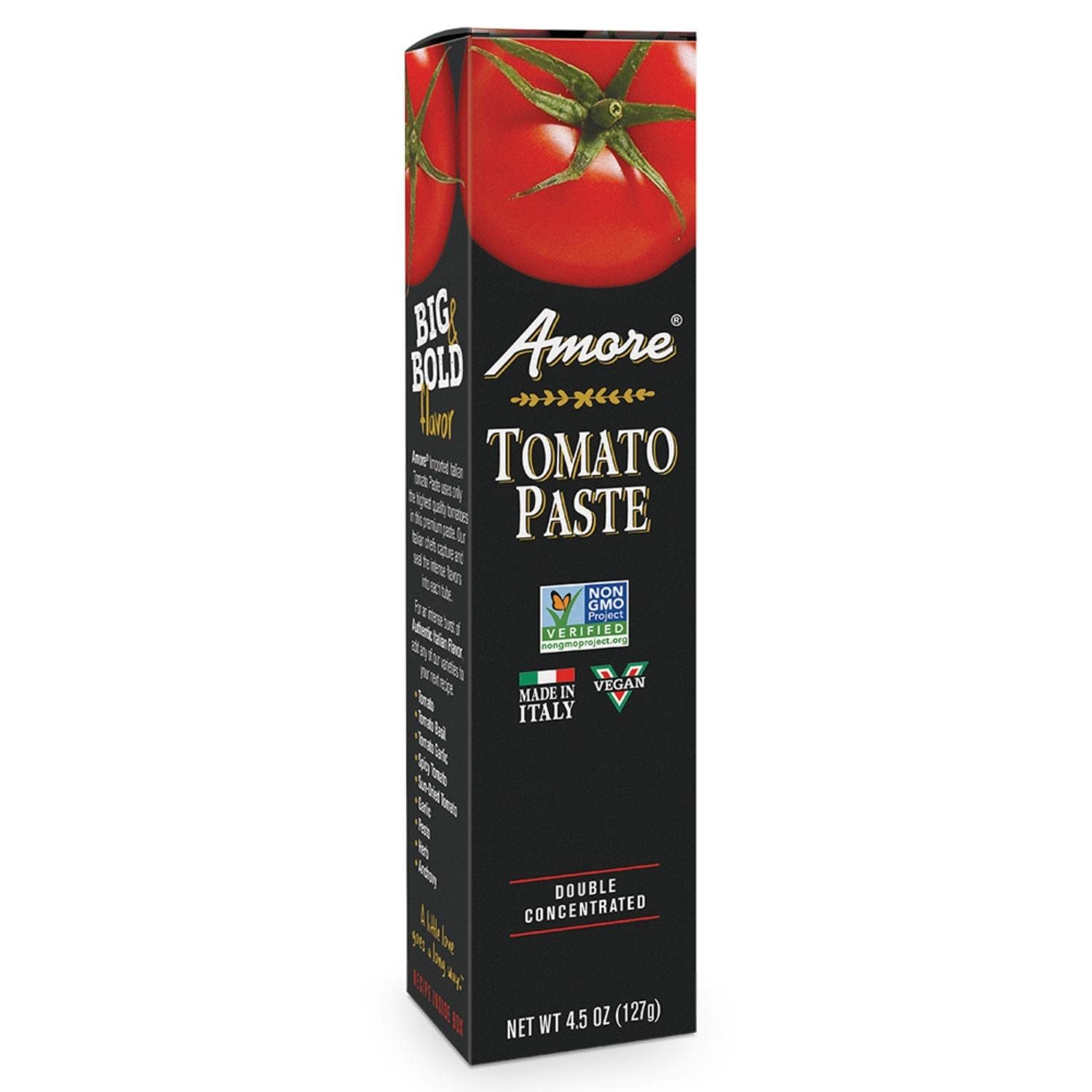 Amore Vegan Tomato Paste In A Tube - Non Gmo Certified And Made In Italy (Pack Of 1)