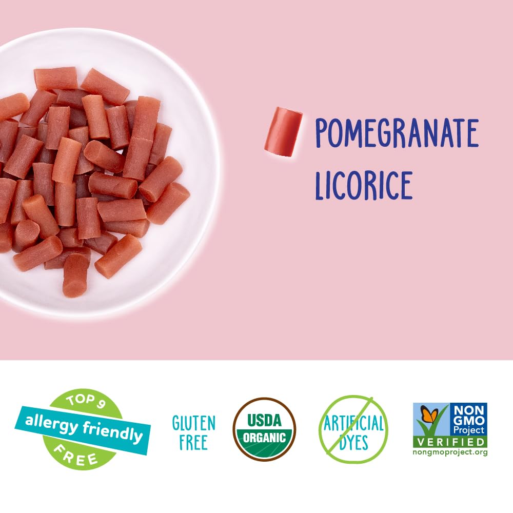 YumEarth Organic Gluten Free Pomegranate Licorice Snack Packs - 5 Ounce - Vegan, Non-GMO, Allergy Friendly, Red