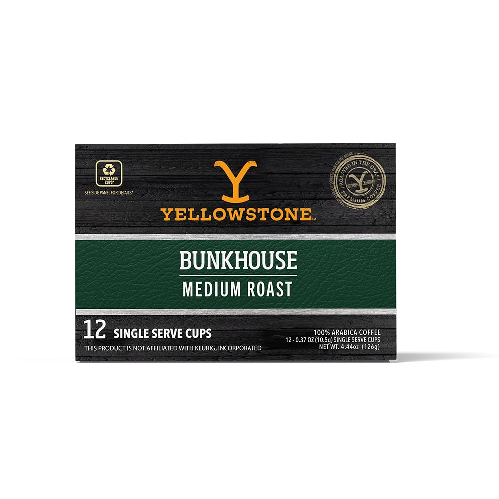 Y Yellowstone Yellowstone Bunkhouse Medium Roast Coffee Pods, 100% Arabica, 12 Count, Recyclable
