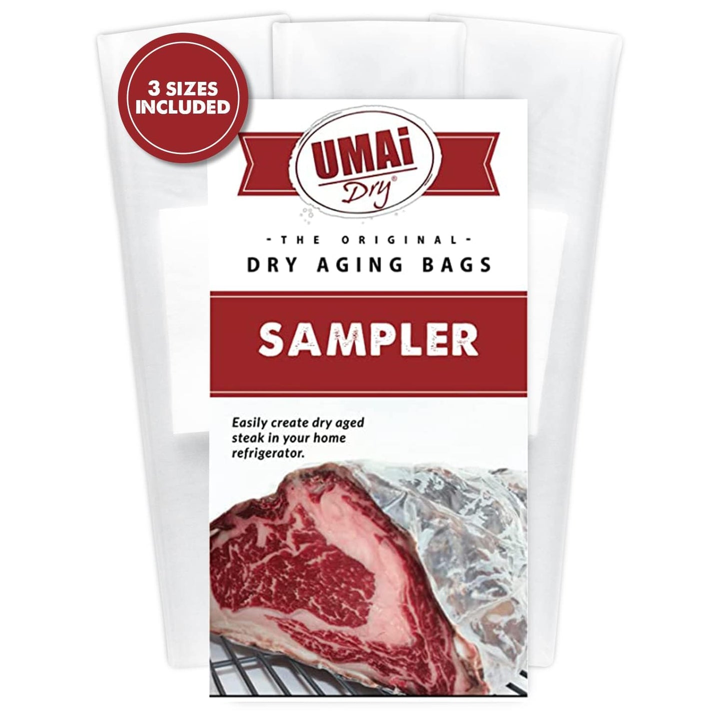 UMAi Dry Aging Bag Sampler Pack of 9 for Ribeye, Striploin, Roast, Brisket - No Vacuum Sealer Needed