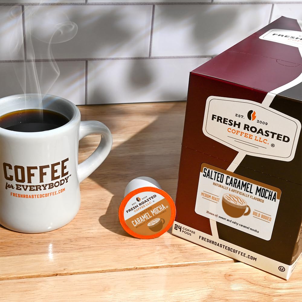 Fresh Roasted Coffee, Salted Caramel Mocha, Flavored Coffee Pods, K-Cup Compatible, 24 Count