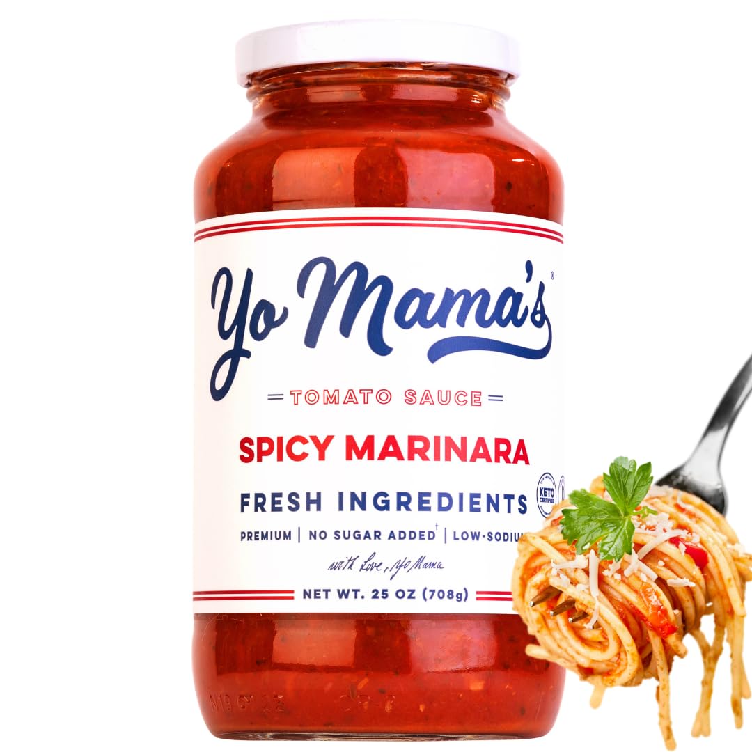Yo Mama'S Foods Keto Spicy Marinara Pasta Sauce - Pack Of (1) - No Sugar Added, Low Carb, Low Sodium, Gluten Free, Paleo Friendl
