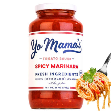 Yo Mama'S Foods Keto Spicy Marinara Pasta Sauce - Pack Of (1) - No Sugar Added, Low Carb, Low Sodium, Gluten Free, Paleo Friendl