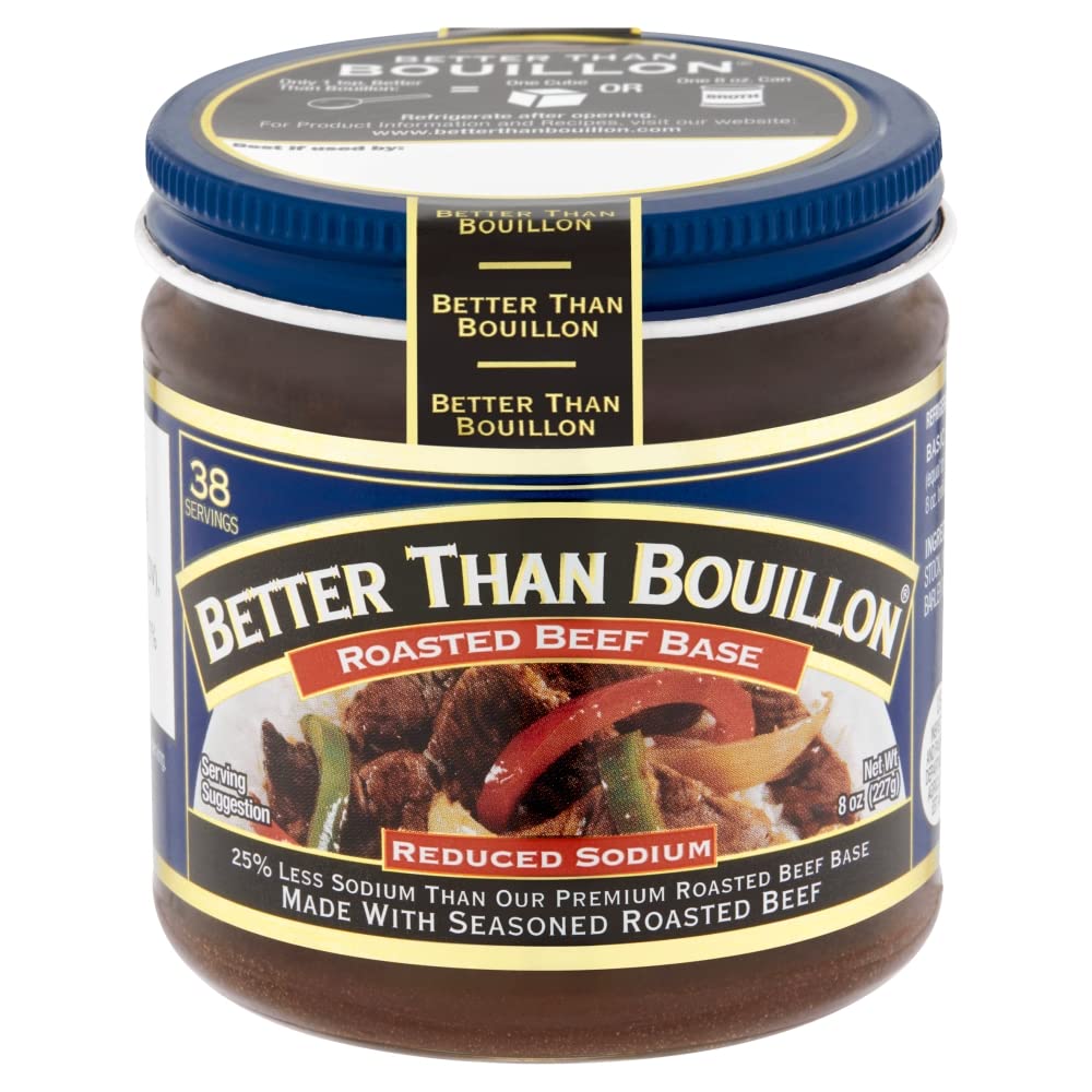 Better Than Bouillon All Natural Reduced Sodium Beef Base, Makes 9.5 Quarts Of Broth, 38 Servings, Less Sodium & No Artificial Ingredients 8 Ounce (Pack Of 4)