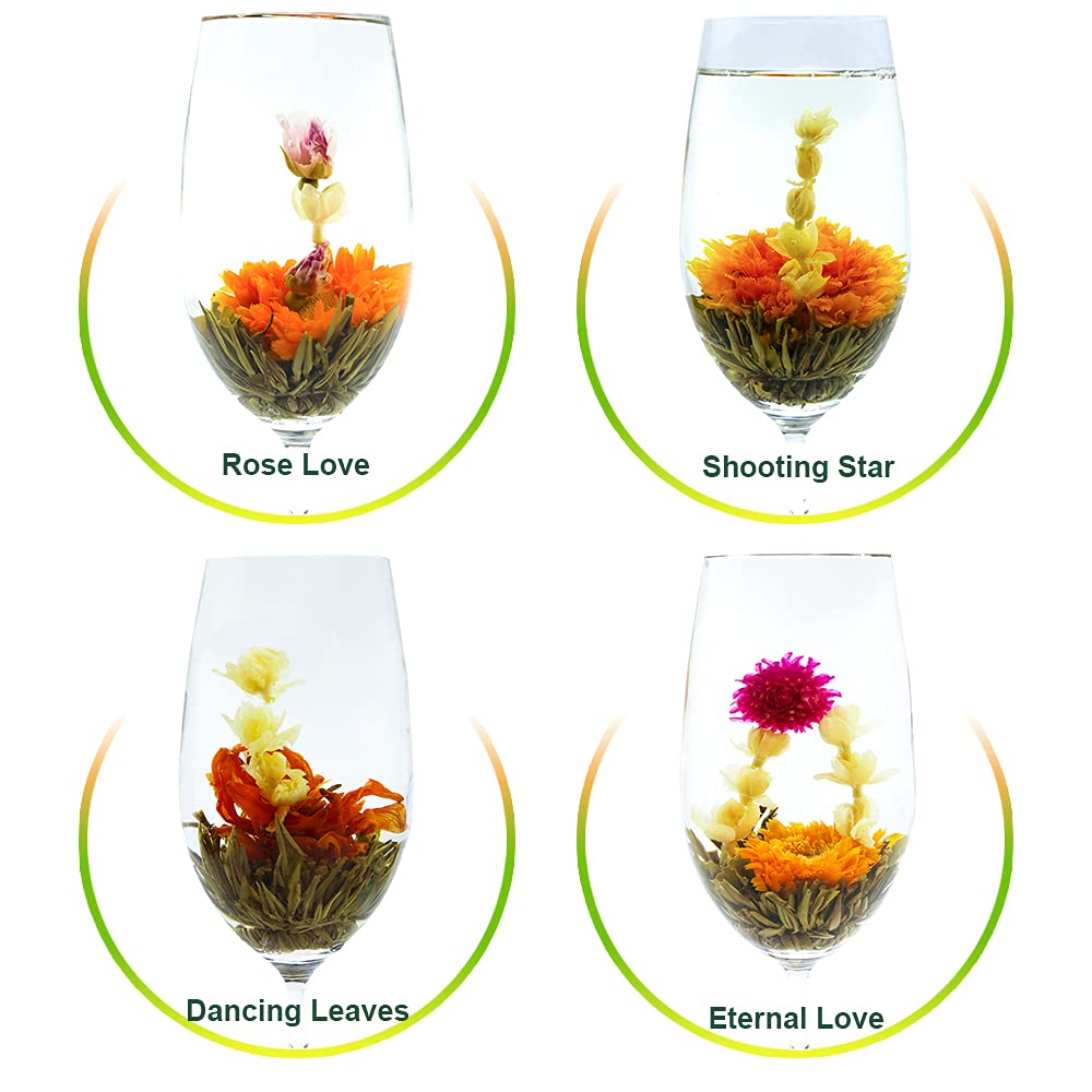 TEARELAE Blooming Tea Flowers - 12 Individually Sealed Flowering Tea Balls - Natural Green Tea & Edible Flowers - Perfect Gift for Tea Lovers