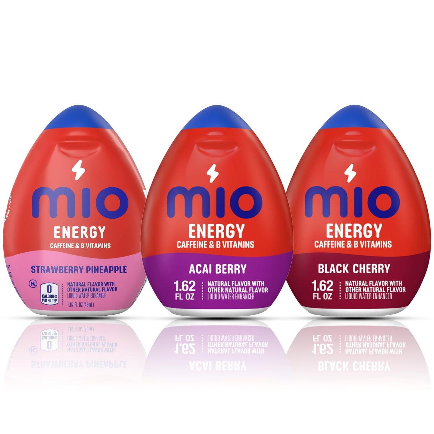 Mio Energy Water Enhancer Variety Pack, 3 Flavors, 2.16 Fl Oz (Pack of 3), Zero Sugar, with Caffeine and B-Vitamins