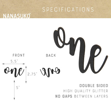 Nanasuko 1St Birthday Cake Topper - One - Double Sided Black Glitter - Premium Quality Made In Usa