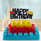 Building Blocks Cake Topper Glitter Happy Birthday Cake Decoration Color Building Brick Theme Birthday Baby Shower Party Supplie