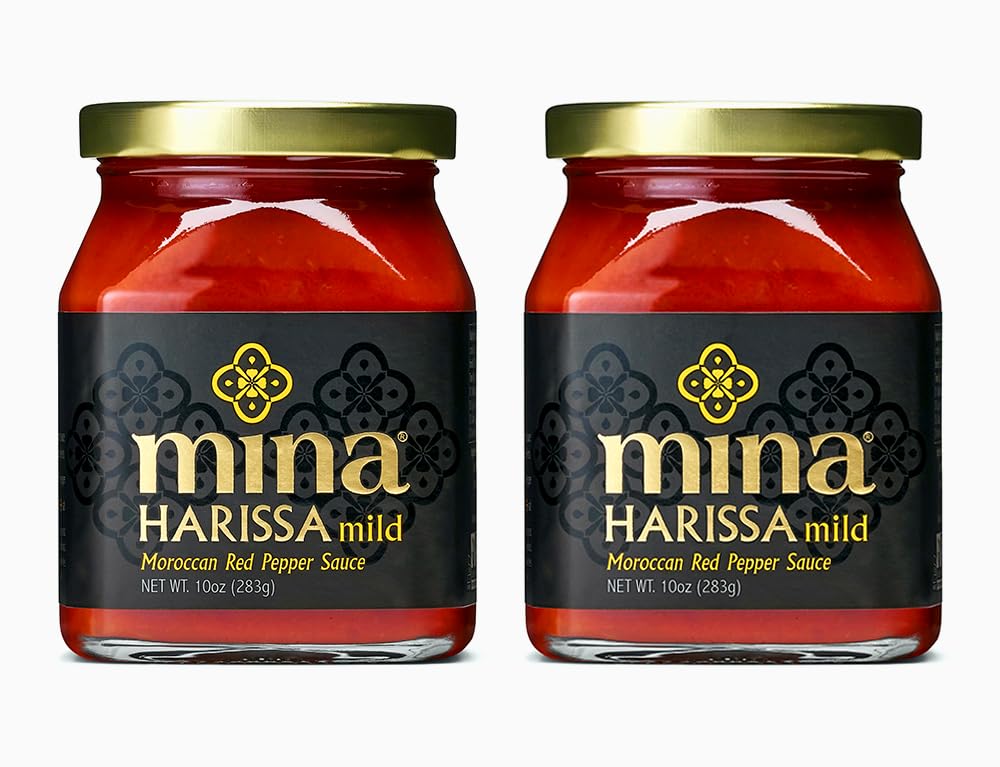Mina Harissa Mild Sauce, Homestyle Moroccan Red Pepper Harissa Paste, 10 Oz (Pack of 2) - Harissa Sauce with Tangy Twist, Excite