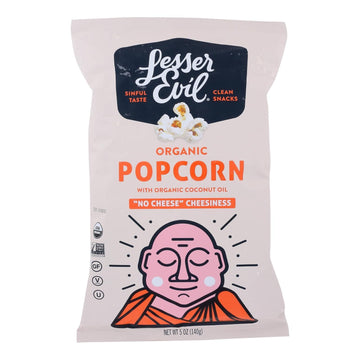 Lesser Evil Organic No Cheese Cheesiness Popcorn, 5 Ounce -- 12 Per Case.