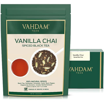 Vahdam, Vanilla Spiced Masala Chai Tea  3.53Oz (+50 Cups) Gluten Free Delicious Blend Of Vanilla & Masala Chai Tea  Spiced Chai