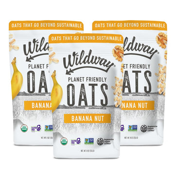 Wildway Organic Rolled Oats, Gluten-Free, Non-GMO, Banana Nut, 9 Oz (Pack of 3)